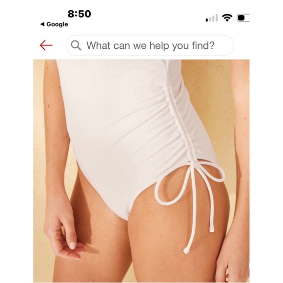 NWT Shade & Shore Swimsuit Womens Sz XL (16) White One Piece Ribbed Drawstring - Picture 3 of 15